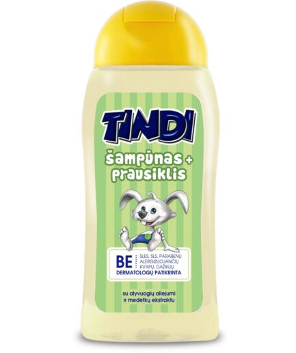 TINDI šampūnas ir prausiklis vaikams 2in1 su alyvuogių aliejumi ir medetkų ekstraktu (210ml)