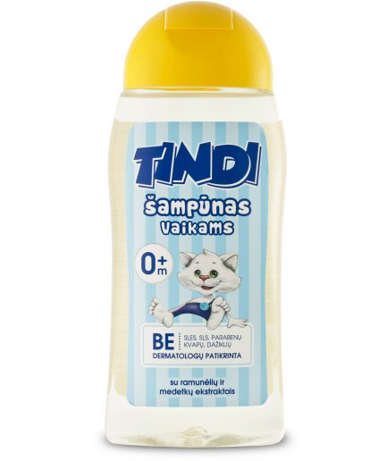 TINDI šampūnas vaikams su ramunėlių ir medetkų ekstraktais (210 ml)