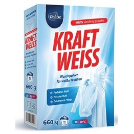 DELUXE KRAFT WEISS skalbimo milteliai baltiems audiniams (660g)